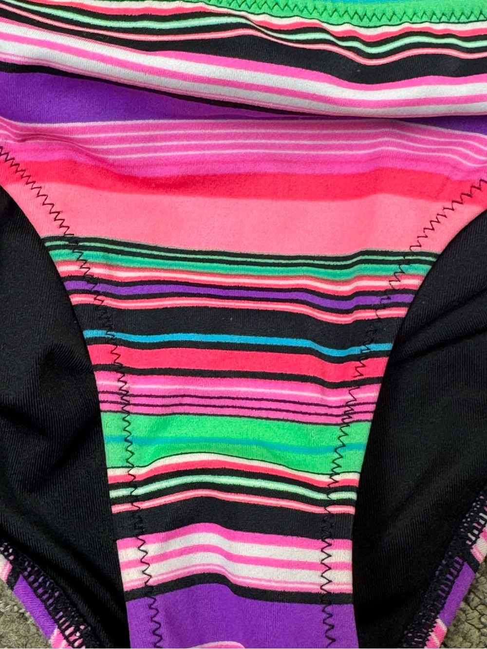 Victoria's Secret Multicolor Pink Purple Striped Bikini Set Top Small Bottom XS - Picture 9 of 10